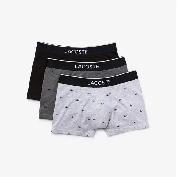 image of Lacoste Three Pack Mini Croc Trunks - Black M