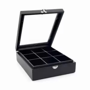 Image of Bredemeijer Tea Box In Bamboo With 9 Inner Compartments With Window In Lid - Black