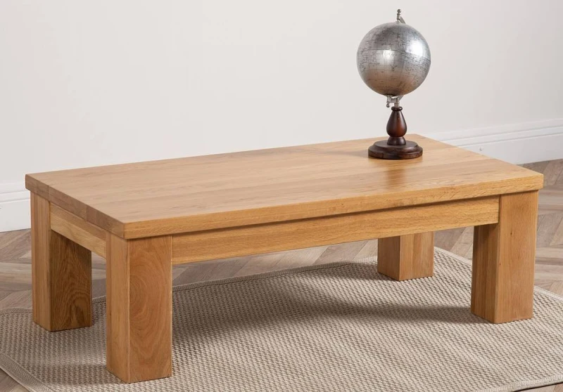 Image of Thats Furniture Dakot Chunky Oak Large Coffee Table for Living Room in Light Oak Light Oak Unisex