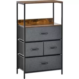 image of 4 Drawer Storage Chest Unit Home w/ Shelves Home Living Bedroom Black - Homcom