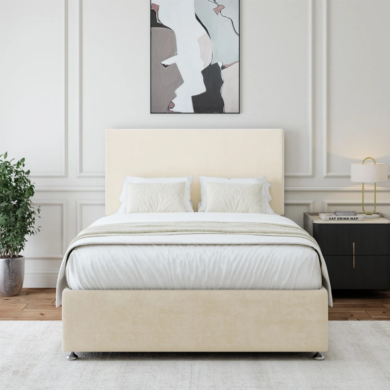 Image of Bedmaster Bedmaster Luxury Velvet 4 Drawer Divan Base And Plain Headboard in Natural Size: Super King Natural Super King Unisex 7867867737868