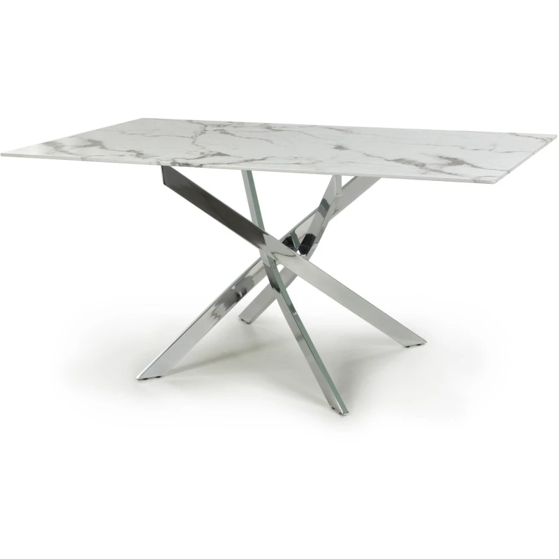 Image of Shankar Astoria Medium 1.6m White Dining Table White/Chrome unisex 90x160x75