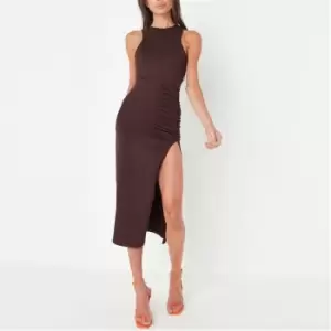 image of Missguided Racer Neck Midaxi Dress - Brown