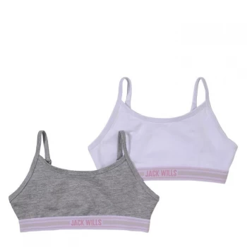 image of Jack Wills Kids Girls Multipack Bralettes 2 Pack - White/Grey