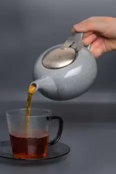 Image of Ceramic Pebble Teapot, Gloss Flecked Grey, Two Cup - 500ml Boxed