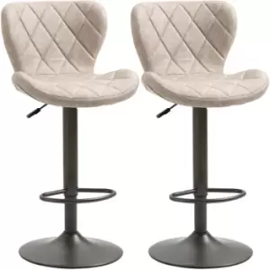 Adjustable Bar Stools Set of 2 Swivel Barstool w/ Footrest Gas Lift for Kitchen Light Grey - Khaki