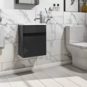 image of 410mm Dark Grey Wall Hung Cloakroom Vanity Unit with Basin - Pendle