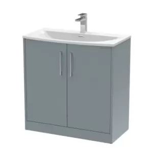 Hudson Reed Juno 800mm Floor Standing 2 Door Vanity & Curved Basin - Coastal Grey