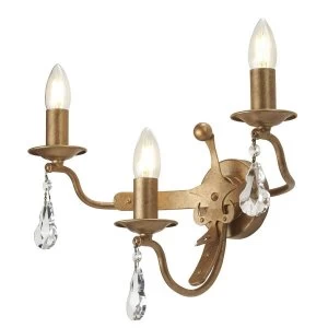 Image of 3 Light Candle Wall Light - Gold Patina, E14