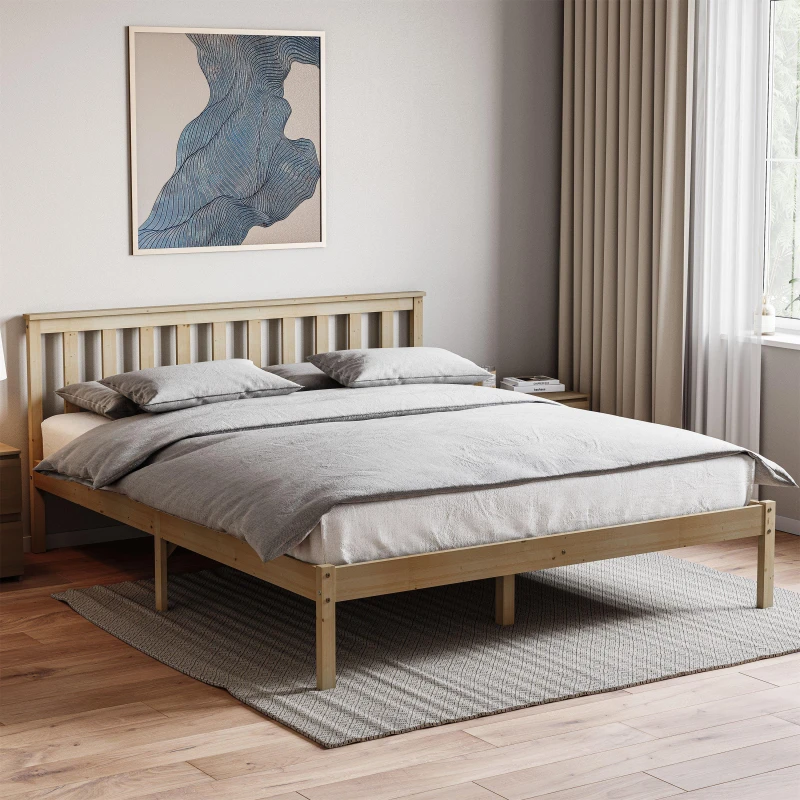 Image of Lassic Vida Designs Milan King Size Wooden Bed, Low Foot Pine unisex King Size