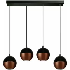 image of Helam Lighting - Helam Midway Straight Bar Pendant Ceiling Light Black, Copper 60cm