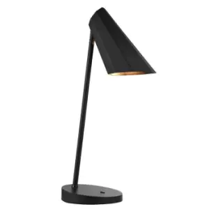 image of Matt Black Angled Table Lamp - Adjustable Head - Modern Desk Task Light