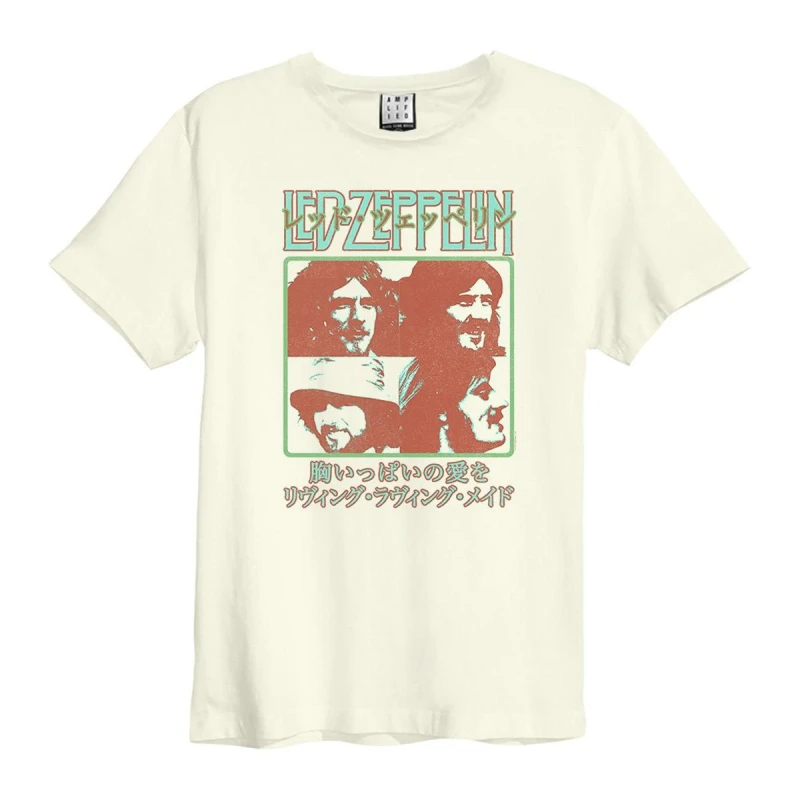 Image of Amplified Amplified Men Japan Poster LED Zeppelin T-Shirt in White Size: 3X-Large White XXXL Male 5063806466765