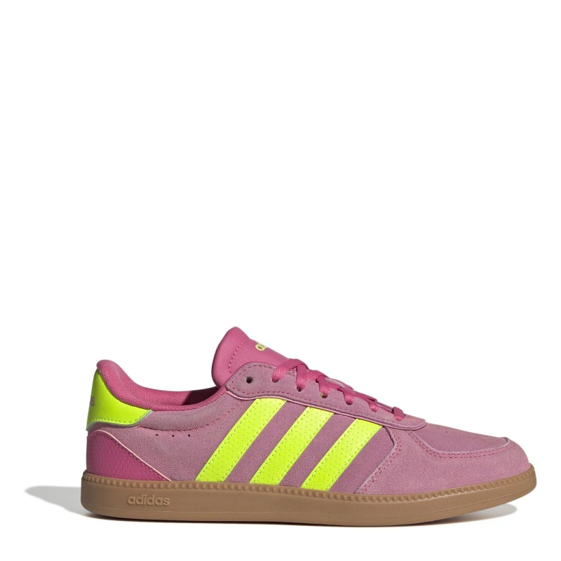 Image of adidas Breaknet Sleek Suede Womens Shoes Pink/Green/Gum female 7 (40.7)