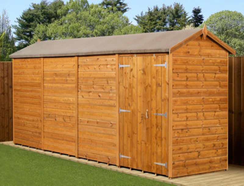 Image of Empire Sheds Empire Modular Apex 4X16 Dipped Treated Tongue And Groove Wooden Garden Shed Double Door (4' X 16' / 4ft X 16ft) (4X16)