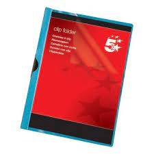 Image of 5 Star A4 Clip Folder 3mm Spine for 30 Sheets Blue Pack of 25