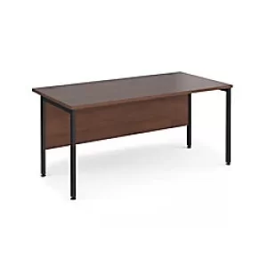 Image of Rectangular Straight Desk Walnut Wood H-Frame Legs Black Maestro 25 1600 x 800 x 725mm