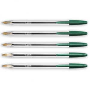 Image of BIC Cristal Ballpoint Pen - Green (5 Pack)