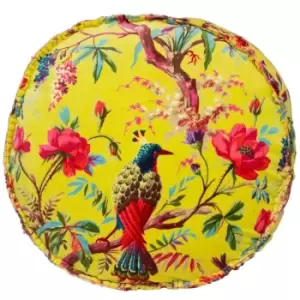 image of Paoletti Paradise Round Polyester Filled Cushion Cotton Acacia