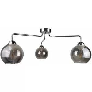 image of Keter Pluton Multi Arm Semi Flush Ceiling Light Silver, 70cm, 3x E27