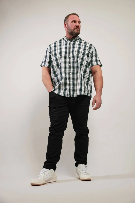 Image of BadRhino BadRhino Men Short Sleeve Check Shirt in Black Size: 3X-Large Black XXXL Male 5063111958061