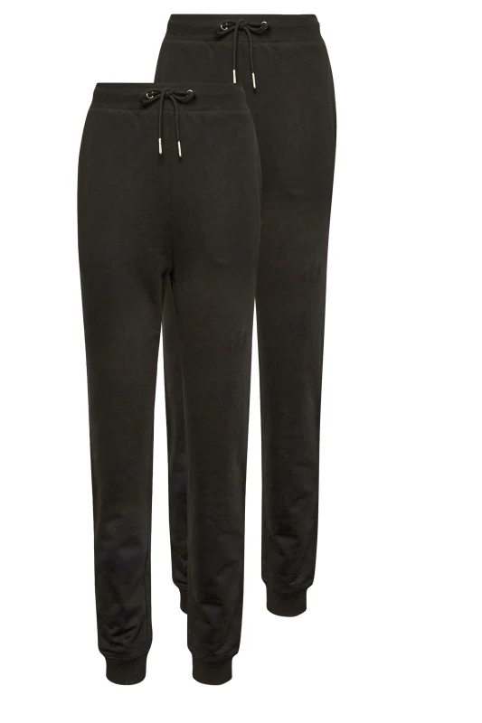 Image of Long Tall Sally 2 Pack Joggers, Black, Size 16, Length 36, Women Black VRNWF Female length 36,16