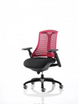 Image of Flex Task Operator Chair Black Frame With Black Fabric Seat Red Back With Arms