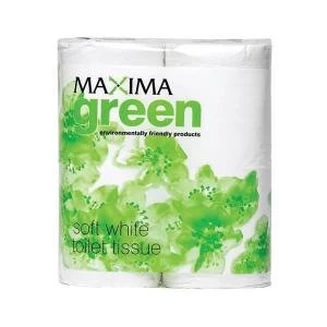 image of Maxima Green Toilet Rolls 2-Ply 110x95mm Pkd 4 Rolls of 320 Sheets