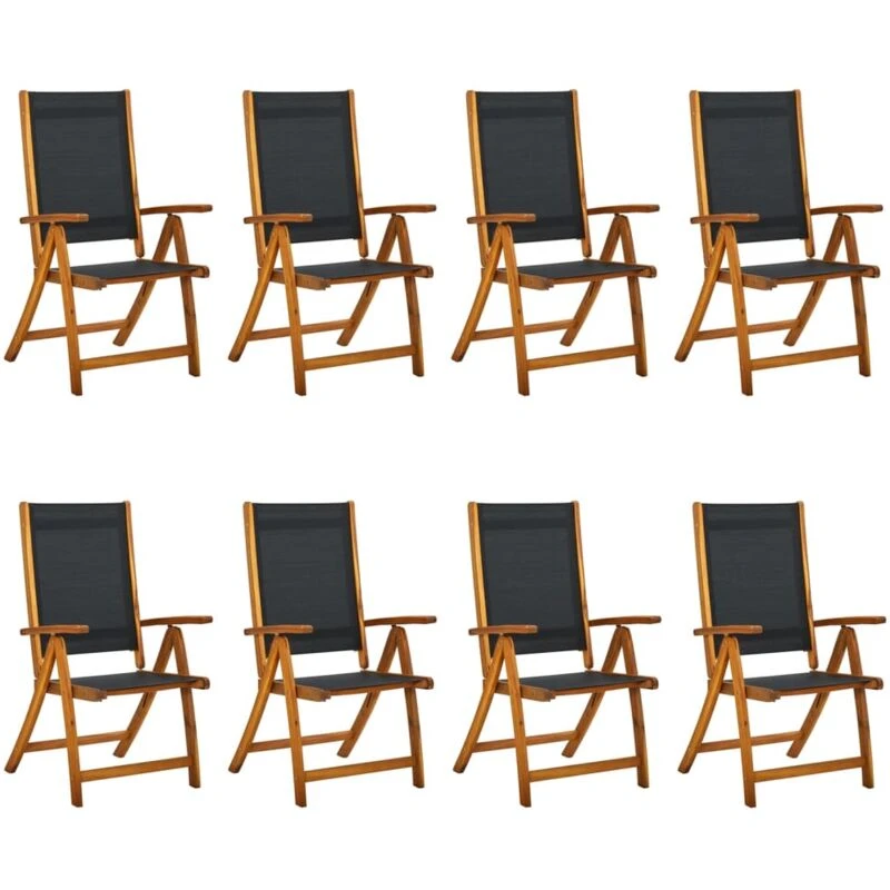 Image of VIDAXL Folding Garden Chairs 8 pcs Solid Wood Acacia and Textilene Vidaxl 8720287177951