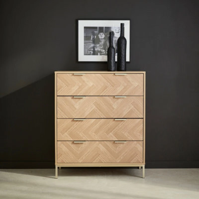 Image of sweeek 4-drawer Herringbone Chest Light Brown