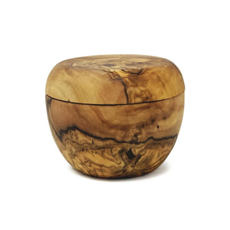 Image of Verano Spanish Ceramics Olive Wood Natural Grained Rustic Kitchen Dining Salt/Sugar Pot w/ Lid (H) 7cm Natural unisex
