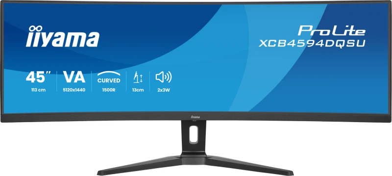 Image of iiyama iiyama ProLite XCB4594DQSU-B1 computer monitor 113cm (44.5") 5120 x 1440 pixels Dual Quad HD LED Black XCB4594DQSU-B1
