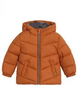 image of Mango Baby Boys Hooded Padded Coat - Orange