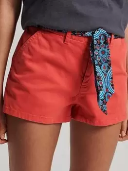 Image of Superdry Vintage Organic Chino Short -red, Red, Size 10, Women