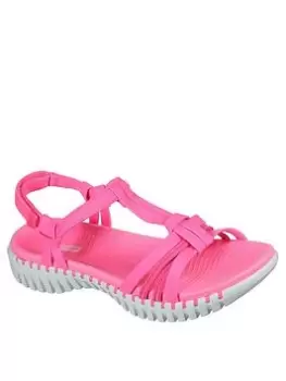 image of Skechers Go Walk Smart Strap Sandal Flat Sandal - Pink, Size 4, Women