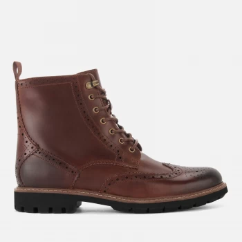 Image of Clarks Mens Batcombe Lord Leather Brogue Lace Up Boots - Dark Tan - UK 10