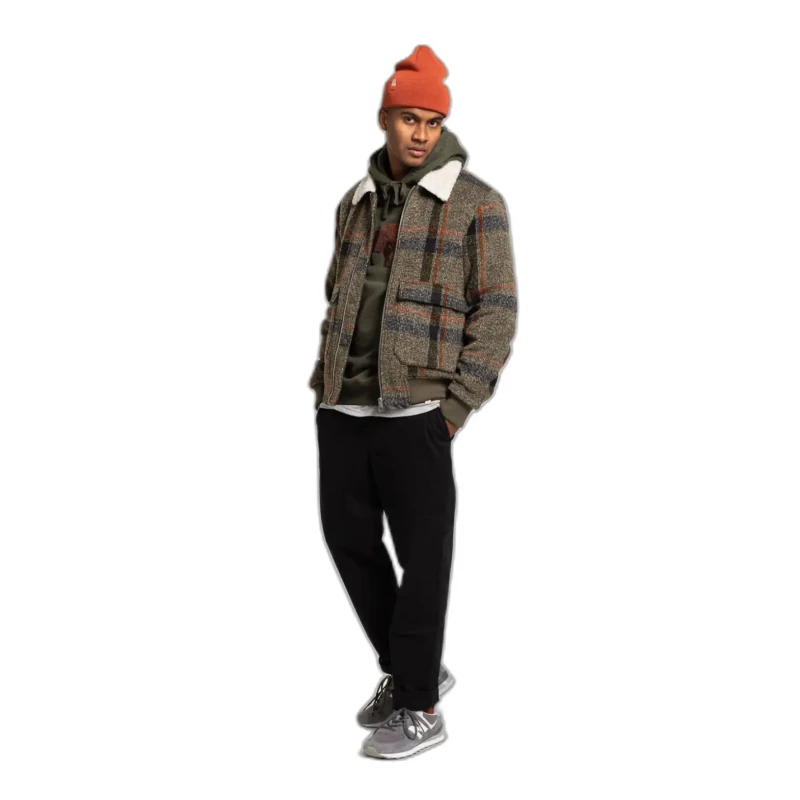 Image of Revolution Quilted plaid aviator jacket with ribbed details Revolution Vert Male XL