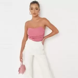 image of Missguided Chiffon Drape Corset Top - Pink