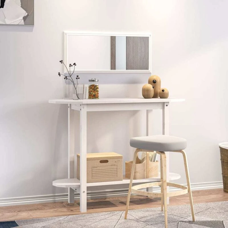 Image of vidaXL Console Table White 110x40x80cm Solid Wood Pine, White 822298