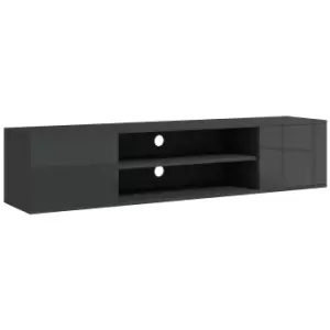 Image of HOMCOM Floating TV Stand Cabinet for TVs up to 60", Wall Mounted TV Unit with Open Shelf, Storage Cupboards and Cable Management for Living Room, Grey