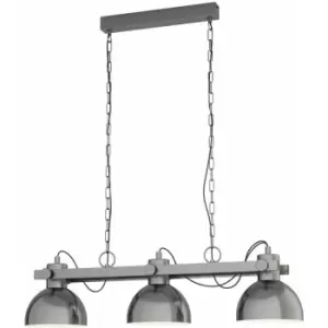 image of Hanging Ceiling Pendant Light Gloss Nickel Industrial Shade 3 Bulb Kitchen Lamp