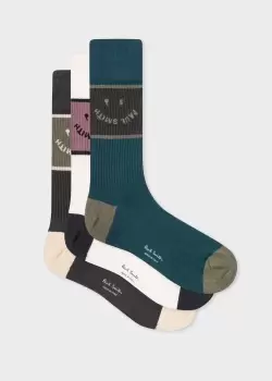 Image of Paul Smith Neutral Toned 'Ps Happy' Socks Three Pack