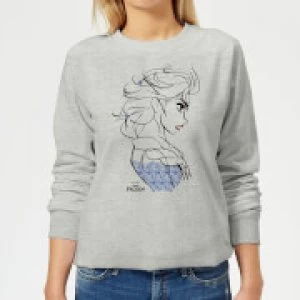 image of Disney Frozen Elsa Sketch Strong Womens Sweatshirt - Grey - 4XL