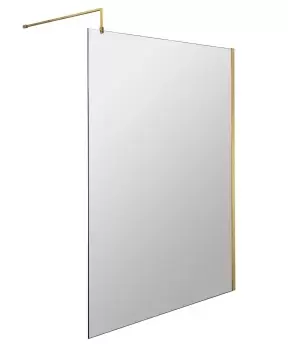 image of Nuie 1200mm Wetroom Screen With Support Bar - Brushed Brass