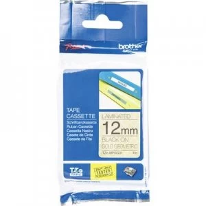 Image of Labelling tape (with pattern) Brother TZe, TZ TZe-MPGG31 Tape colour: Gold (geometric pattern) Font colour:Black 12mm 4 m