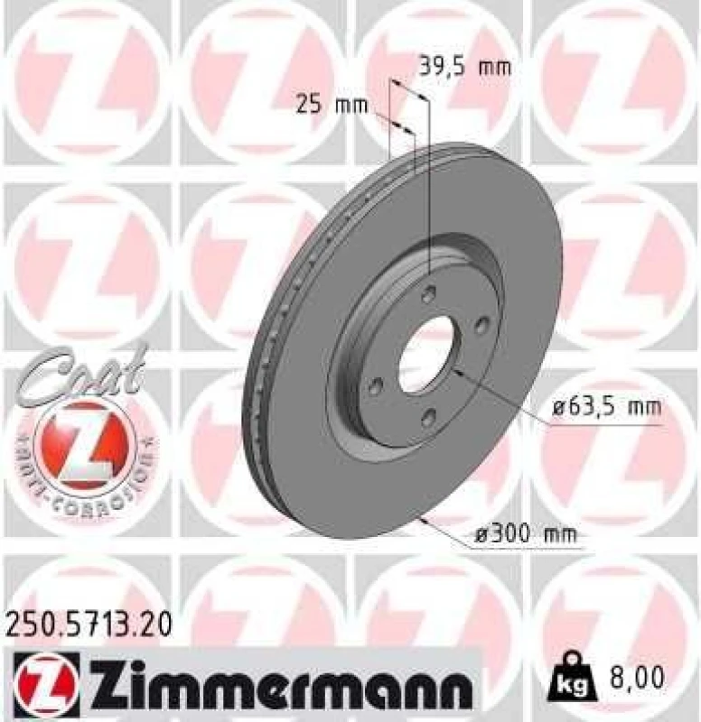 Image of ZIMMERMANN Brake disc ZIMMERMANN 250.5713.20