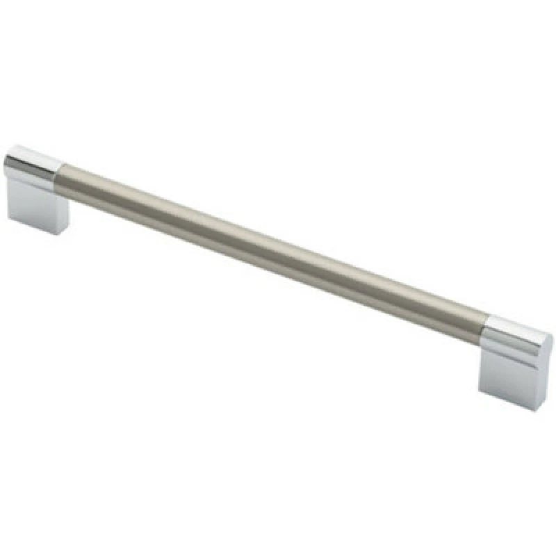 Image of Loops Keyhole Bar Pull Handle 236 x 14mm 224mm Fixing Centres Satin Nickel & Chrome Metallics unisex
