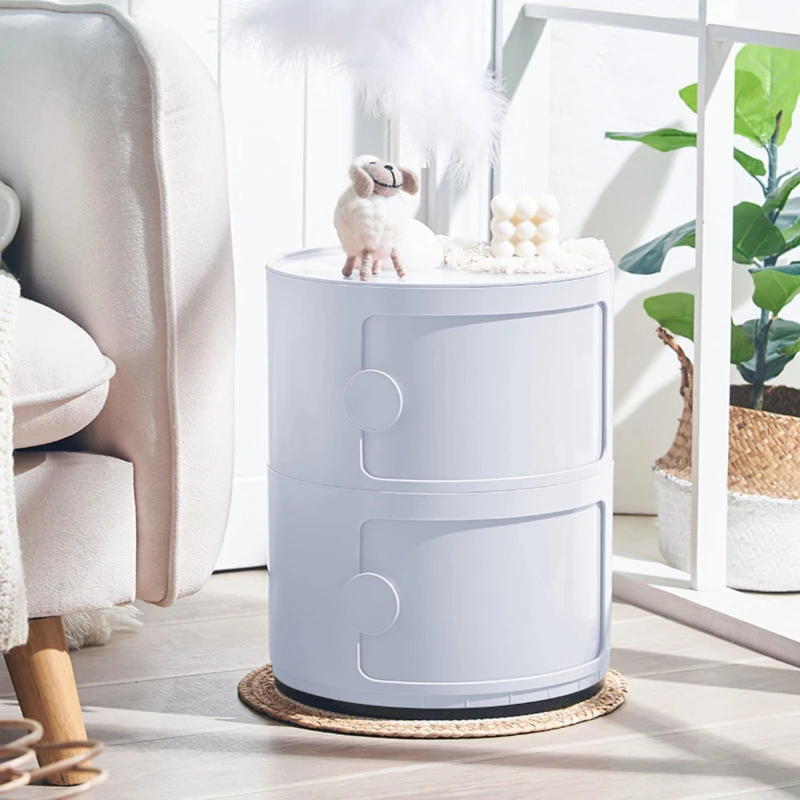 Image of Cottonfy UK Cylindrical 4-Tier Storage Unit with Handles - White White M