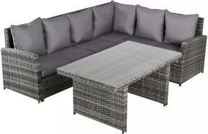 image of Outsunny 3-Seater Outdoor Garden PE Rattan Furniture Set Grey