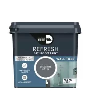 image of Maison Deco Refresh Bathroom Wall Tile Paint Graphite - 750ml